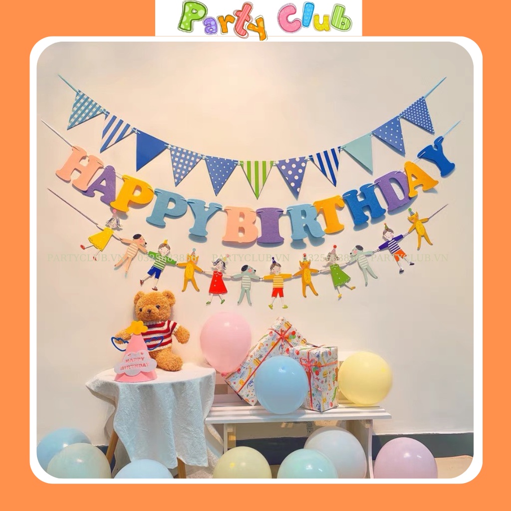 Dây treo chữ HAPPY BIRTH DAY nỉ nhiều màu trang trí sinh nhật
