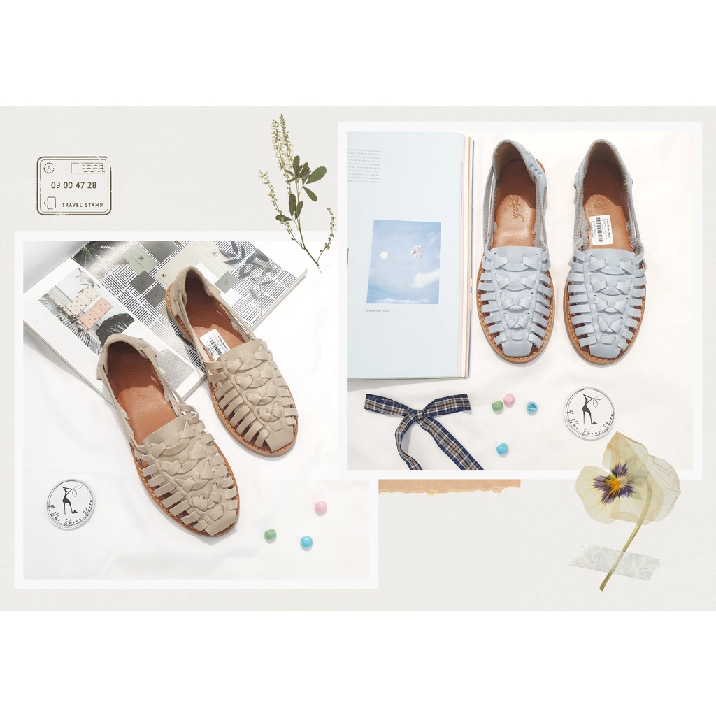 Giày sandal nữ quai rọ trùm chân có bọc gót sau da nhân tạo mềm êm