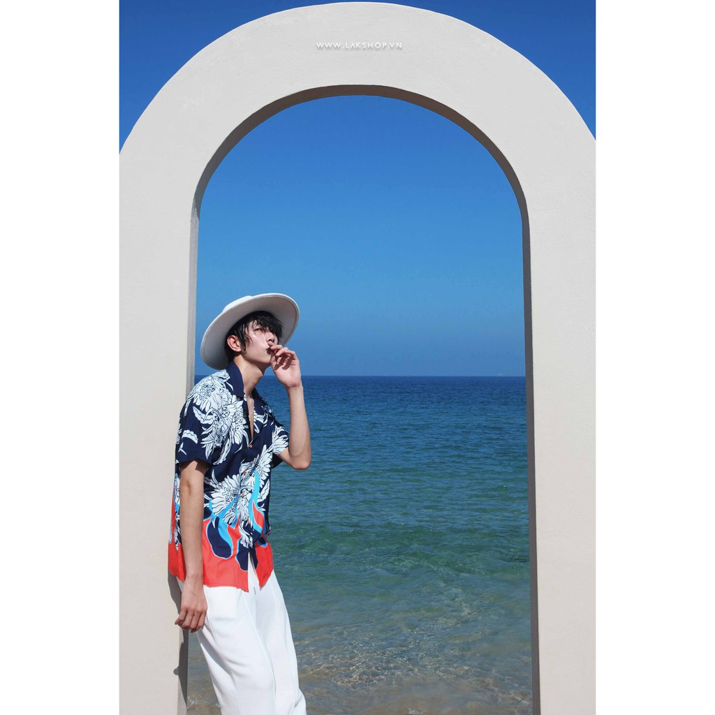 Áo sơ mi nam Oversized Flower Flame Short Sleeve
