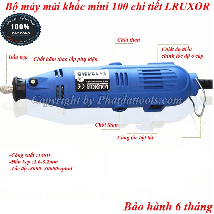 Bộ Máy Khoan, Mài, Khắc Mini LRUXOR 100 Chi Tiết  - Chuyên Dụng Xử Lý Chi Tiết Có Độ Khó Cao - Bảo Hành 6 Tháng