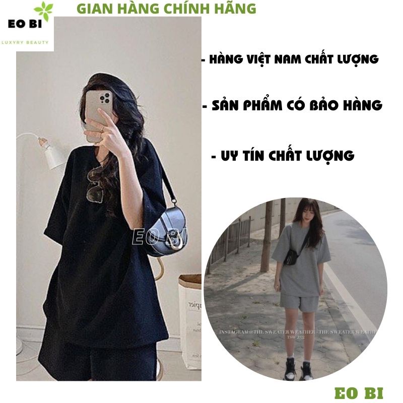 Sét Đồ Bộ Thể Thao Nam Nữ Mặc Nhà trơn 2 mầu đen xám Phong Cách Ulzzang Unisex, Freesize Chất Cotton Không Phai -EOBI