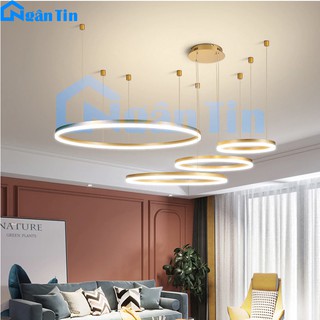 Đèn thả trần 4 vòng Led 20-40-60-80 trang trí sảnh phòng khách Led 3 Màu TH831A Ngân Tin