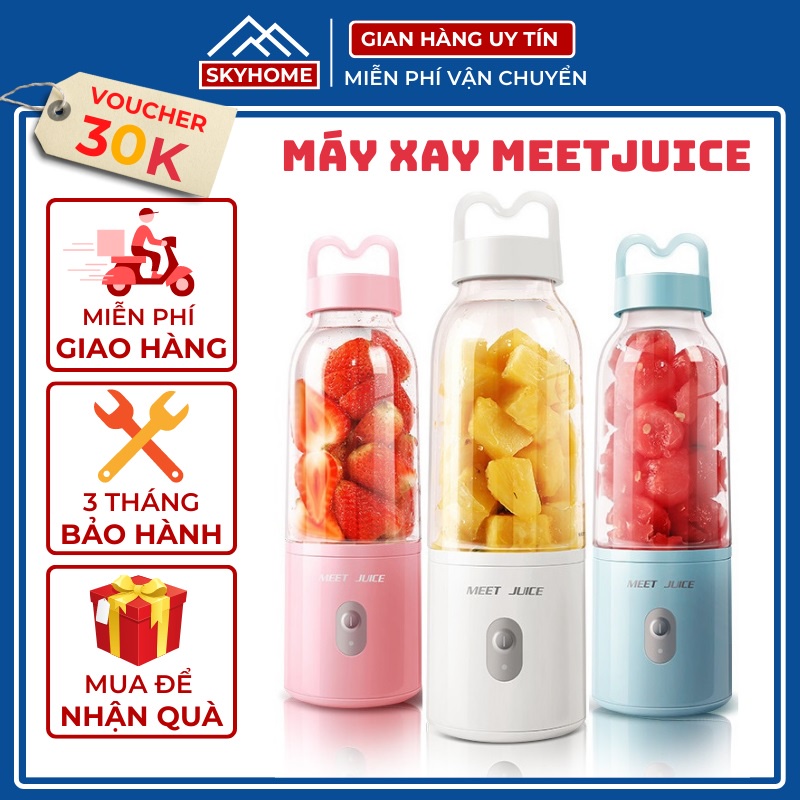 Máy xay say sinh tố cầm tay mini đa năng Meet Juice SKYHOME, máy xay xoay sinh tố cầm tay đa năng xây đồ ăn dặm cho bé