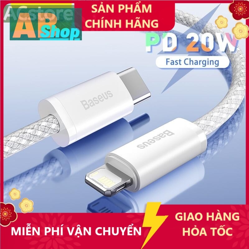 Cáp sạc nhanh Baseus Dynamic Series PD 20W Type-C to Cáp sạc cho ĐT táo/tablet táo,data 480Mbps,dây bọc dù,dài 1m/2m