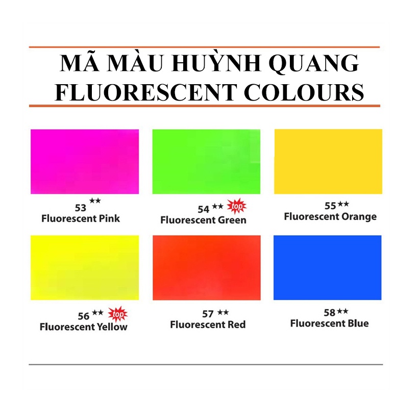 Bộ sản phẩm Màu huỳnh quang chai xịt Samurai 53, 54, 55, 56, 57, 58