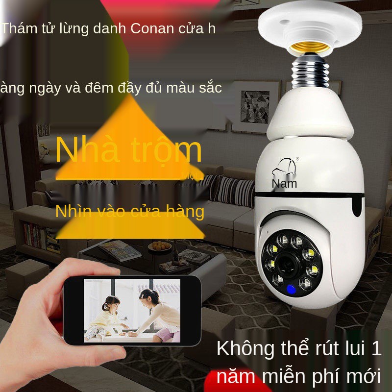 Camera giám sát home 360 ​​xoay điện thoại di động từ xa không dây bóng đèn wifi màn hình HD full color nhìn ban