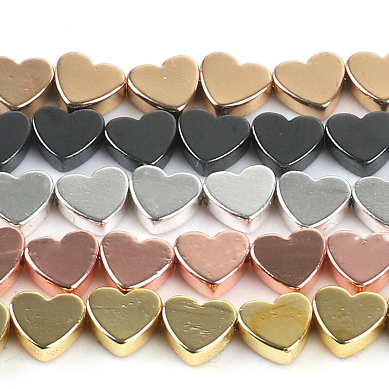 Chuỗi hạt đá hematite hình trái tim lỗ xỏ lớn dành cho làm trang sức thủ công