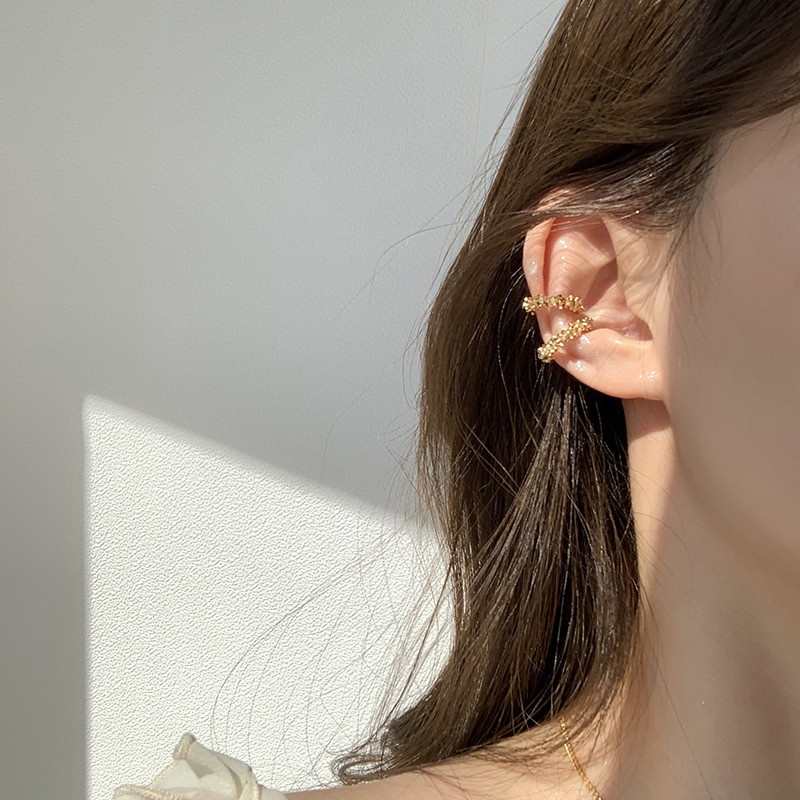 1 Đôi Bông Tai Kẹp Mạ Vàng Lấp Lánh Không Cần Xỏ Lỗ Dành Cho Nữ