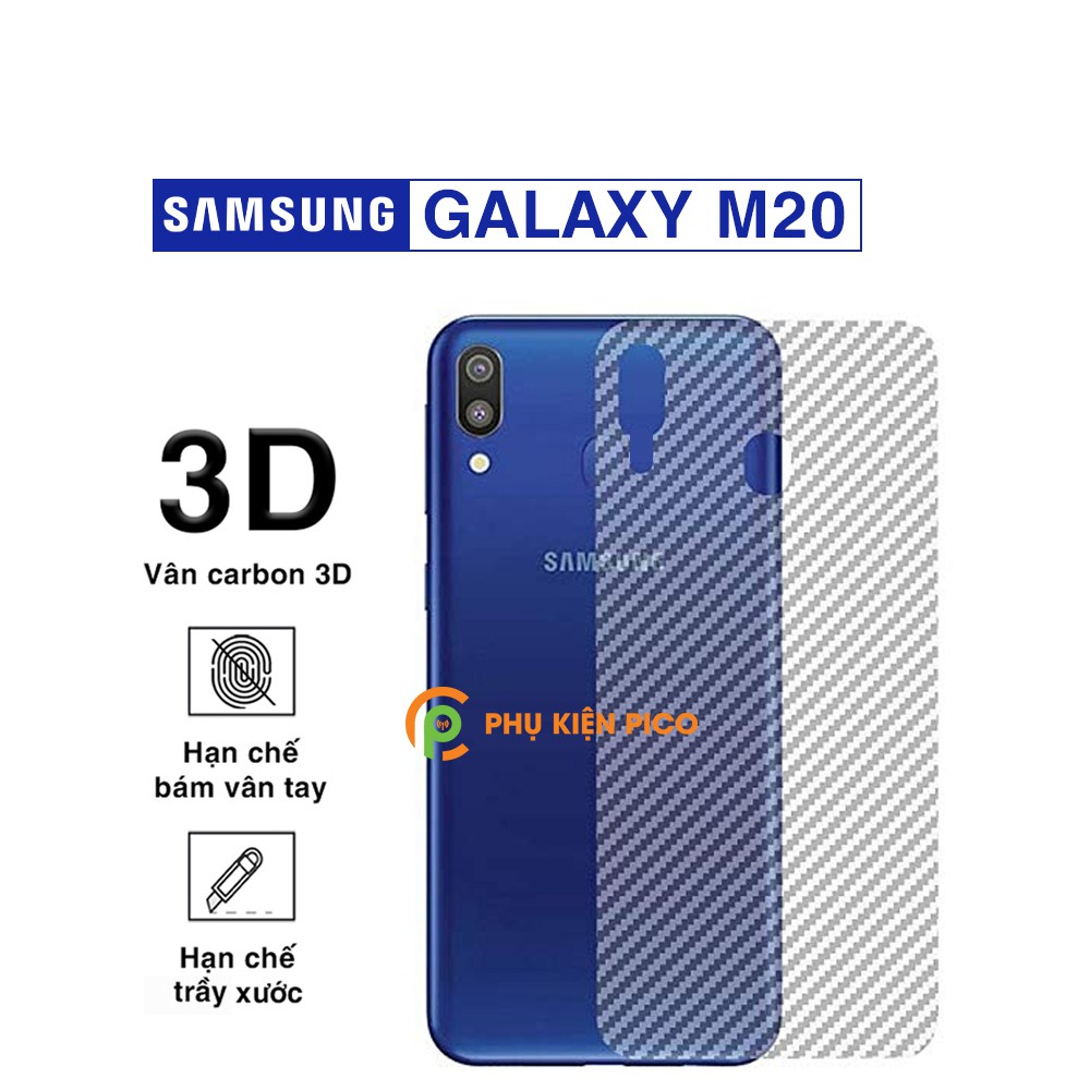 Dán lưng Samsung M20 trong suốt nổi vân Carbon 3D tản nhiệt tốt - Dán lưng vân Carbon Samsung Galaxy M20