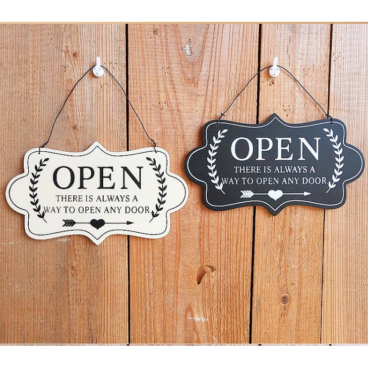 Bảng Treo Open Close Trang Trí Hoa Văn