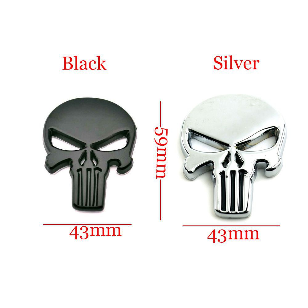 Hình dán xe motô 3D decal kim loại hình Punisher