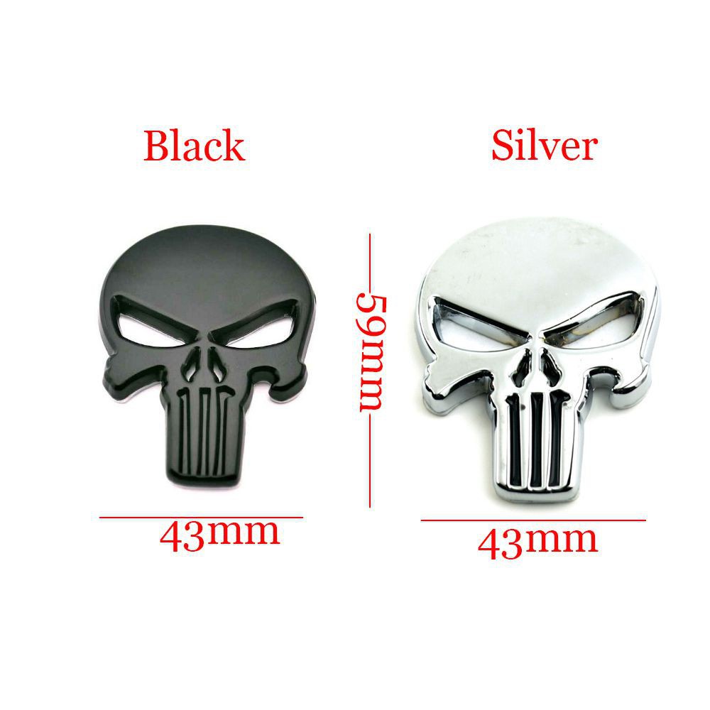 Nhãn dán bằng kim loại họa tiết Punisher 3D trang trí cho xe moto