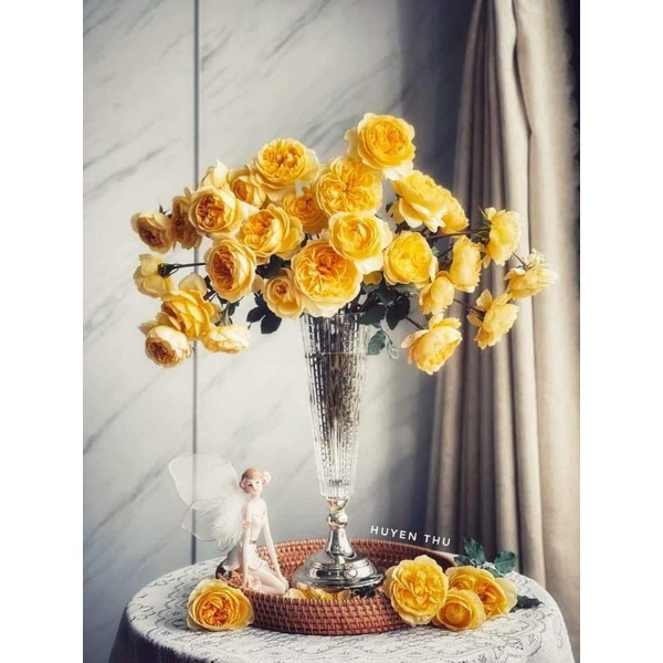 Lọ hoa thủy tinh cao cấp ánh vàng.Lọ hoa h.O.a Decor