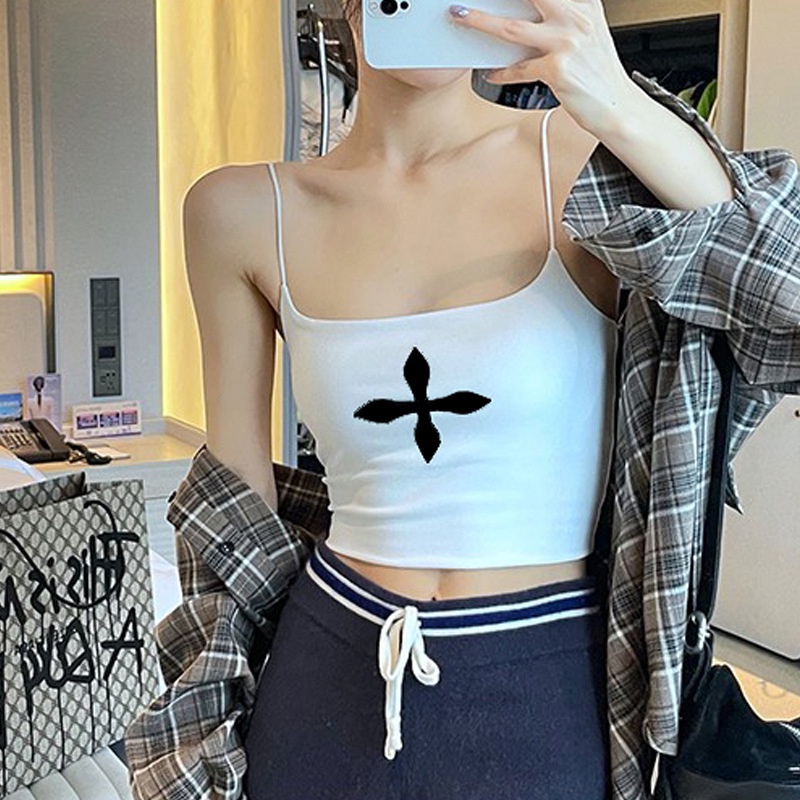 Áo Hai Dây In Họa Tiết Chéo Có Đệm Ngực D0308 Quyến Rũ Cho Nữ