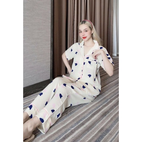 Pyjama Đồ Bộ Mặc Nhà Set Lụa Mango Cao Cấp Cộc Dài Freesize 40-60kg