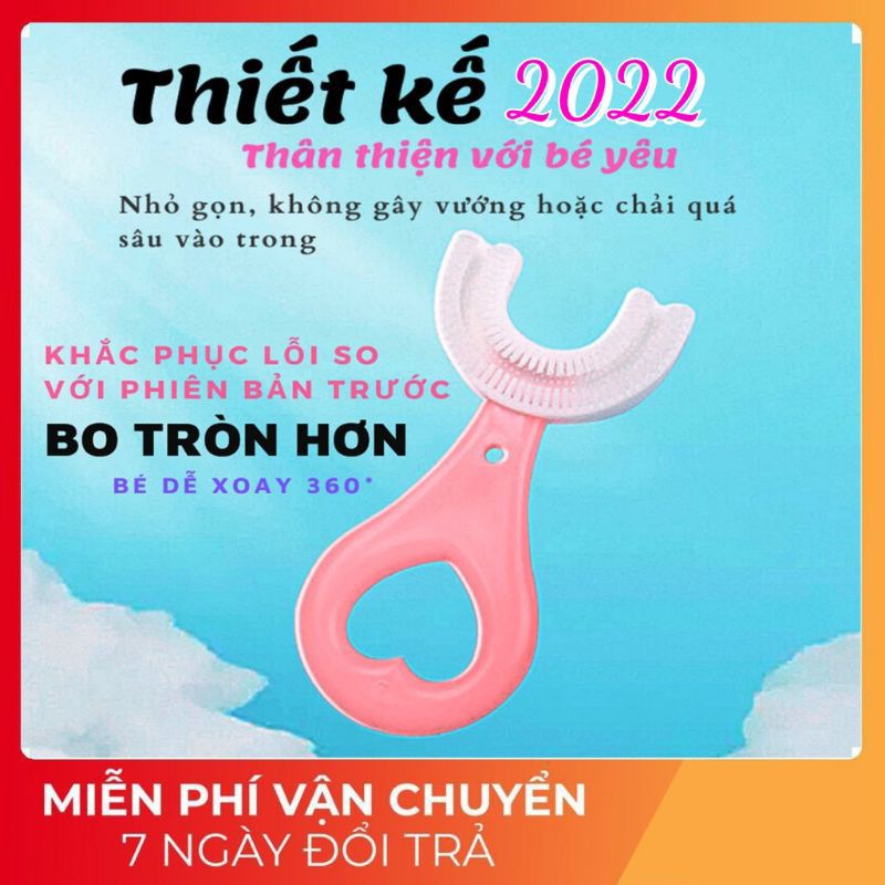 bàn chải cho bé hình chữ u, thiết kế thông mình giúp chải sạch hơn, chất liệu silicon mềm mại phù hợp cho bé từ 2 tuổi