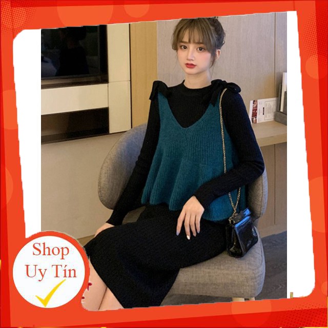 🌸Hàng Order🌸 Sét Váy Len Body với Áo Len Siêu Xinh🌸Hàng Quảng Châu Giá Sốc -Hàng nhập khẩu