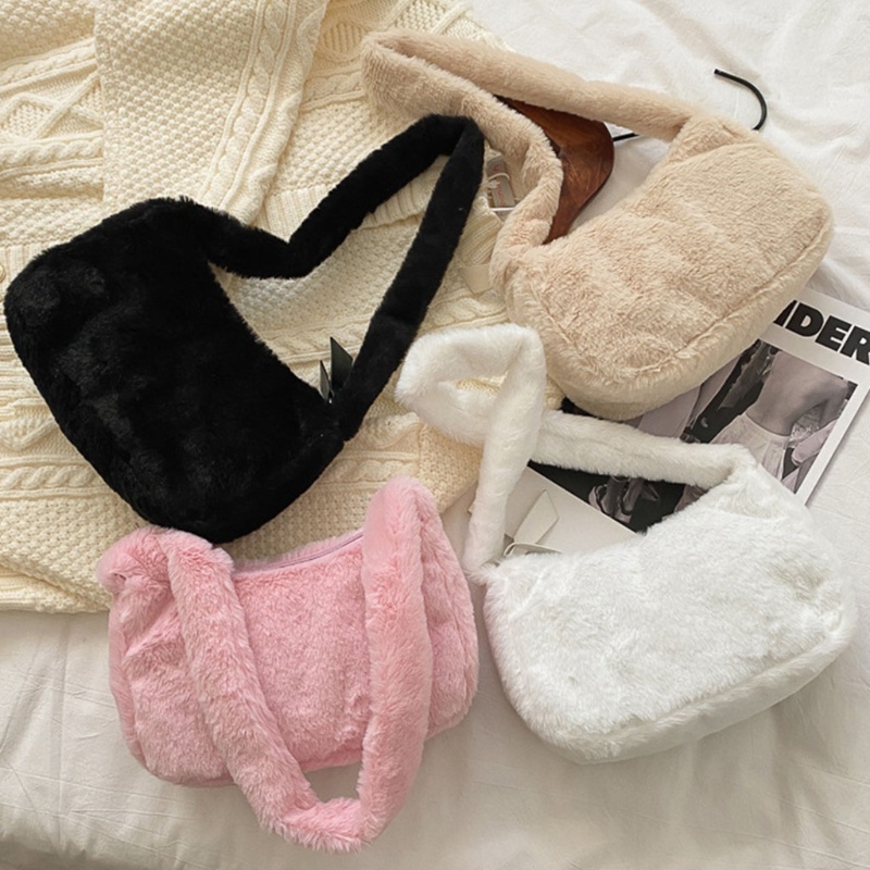 Túi Xách Lông Nhung Mềm Màu Trơn Thời Trang Cho Nữ