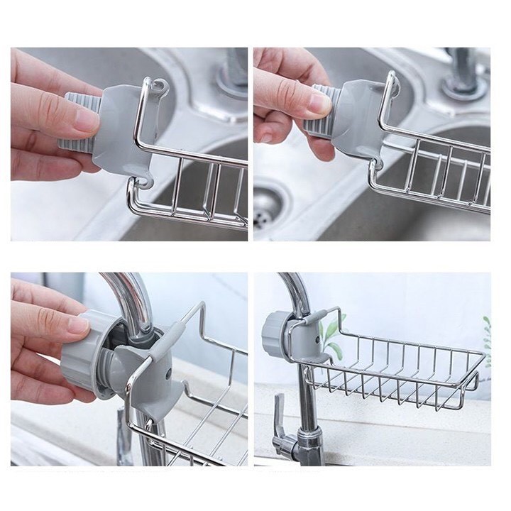 Kệ inox treo giẻ rửa bát gắn vòi nước  - kệ vặn vòi nước để đồ | BigBuy360 - bigbuy360.vn
