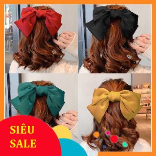 cặp tóc nơ ruy băng cỡ lớn thời trang Hàn Quốc, vải satin cao cấp