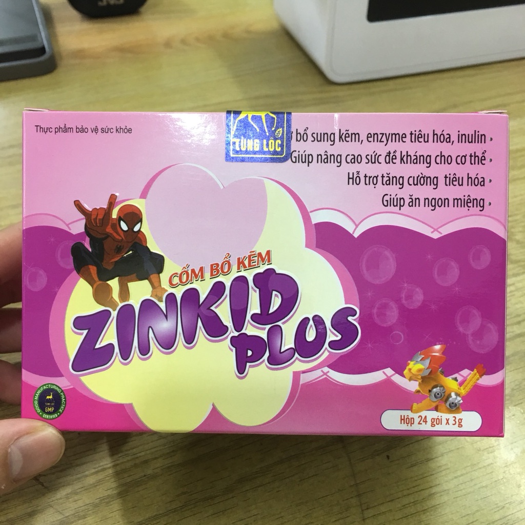 Cốm Zinkid plus - Bổ kẽm zinc cho bé, bổ sung kẽm giúp tăng hệ miễn dịch, đề kháng, hỗ trợ tăng cường tiêu hóa Hộp 24gói