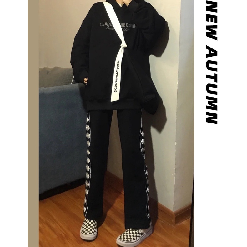 Quần dài thể thao ống rộng thời trang Hàn Quốc