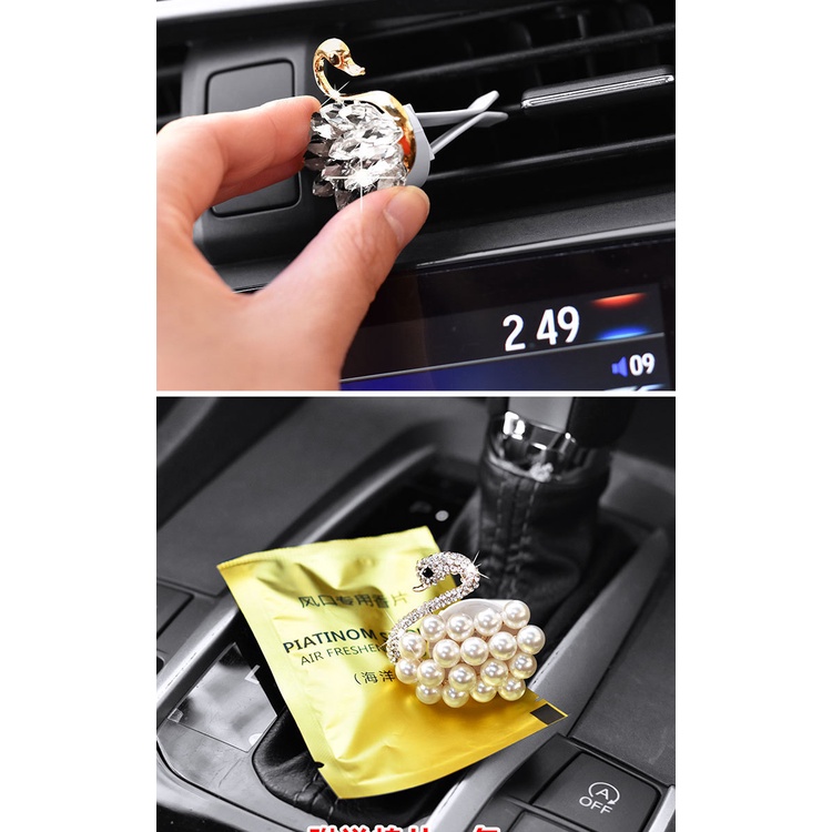 Thiên Nga Đính Ngọc Trai Pha Lê Khuếch Tán Nước Hoa Gắn Máy Điều Hòa Xe Hơi
