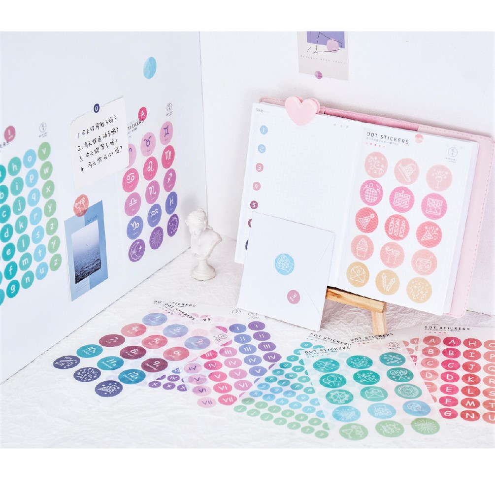 Sticker chữ số trang trí sổ tay, thiệp, DIY nhãn dán con số nhiều hình dáng màu sắc dễ thương