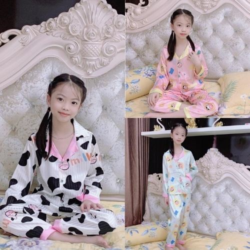 Bộ đồ ngủ pijama bò sữa - với chất lụa cao câp mêm mại dành cho bé