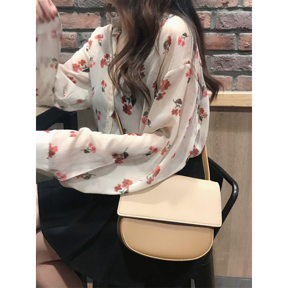 (ORDER) Áo sơ mi nữ voan dài tay hoa nhỏ nhẹ nhàng Style Hàn Quốc