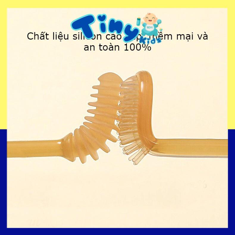 Set Rơ Lưỡi Và Bàn Chải Silicon Cho Bé 0-18 Tháng Tuổi - Tiny Kids