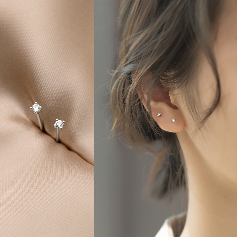 Khuyên Tai Bạc Nữ MIRASON Unisex Tròn Basic MBT007 - Bông Tai Nữ Bạc 925