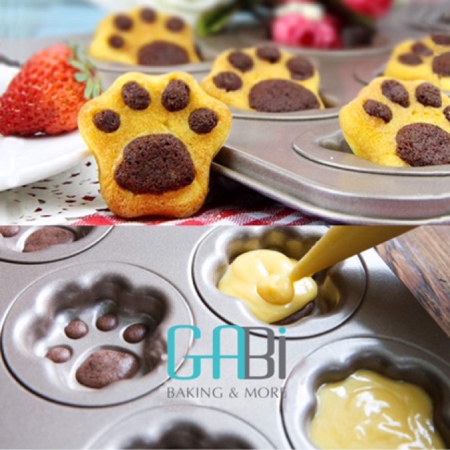 Khuôn nướng chống dính 6 ô chân mèo