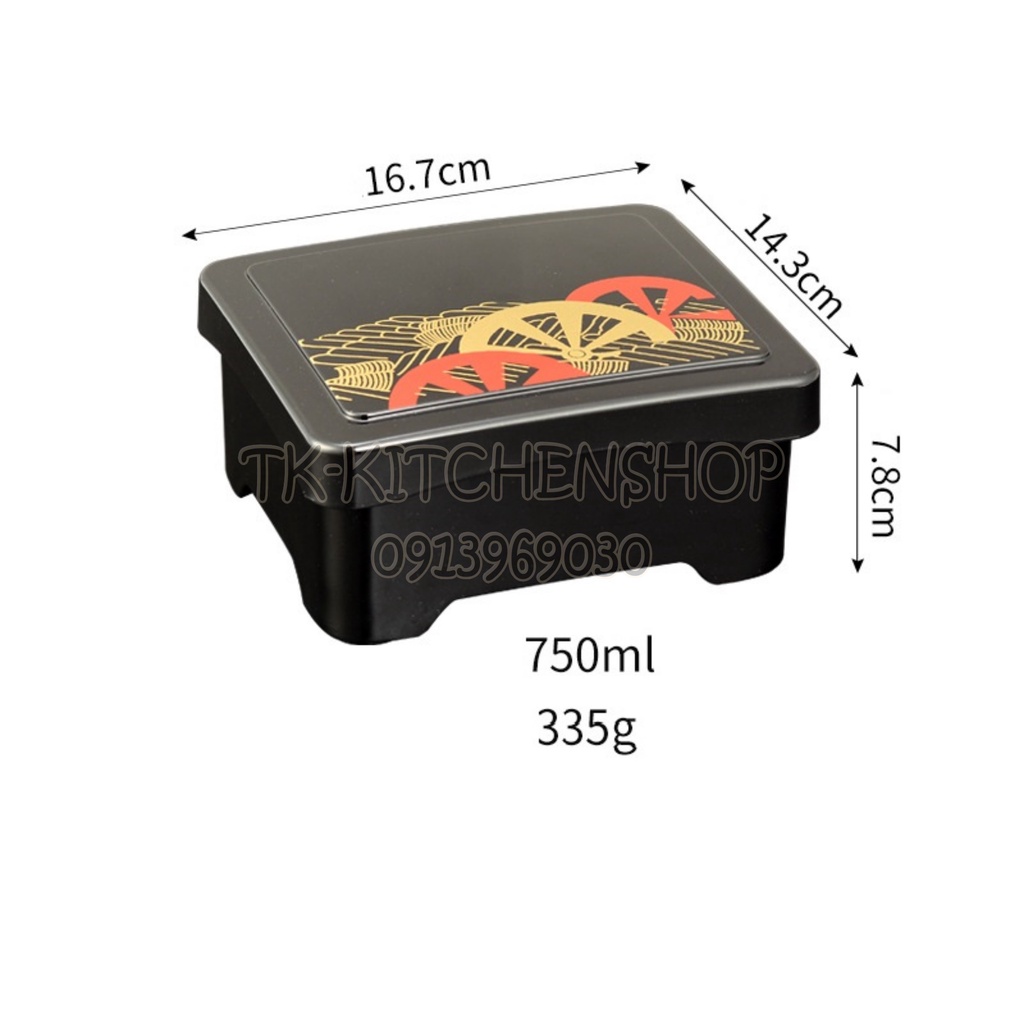 Hộp cơm lươn Nhật bản  kích thước 14.5x16.5 cao 8cm, sử dụng bày trí cho cơm lươn Unagi phong cách Nhật