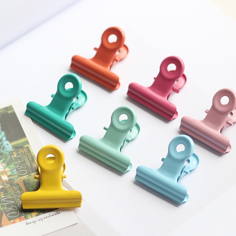 INS Kẹp giấy ghi chú mini bằng kim loại màu trơn đơn giản DIY