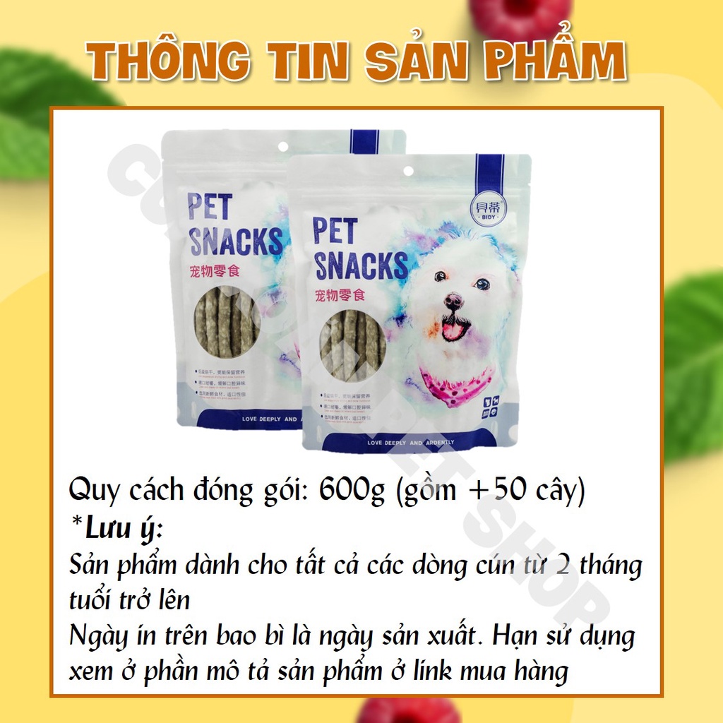 Xương gặm sạch răng cho chó từ sữa và rau củ tổng hợp Pet Snacks (túi 600g)