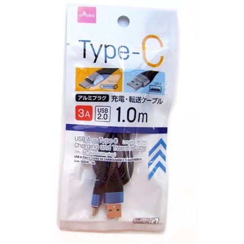 Daiso Dây Sạc Charging And Transfer Cable A-C 1M 3A Aluminum Plug