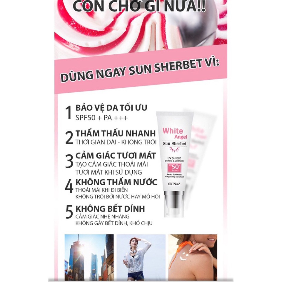 Kem Chống Nắng White Angel Sun Sherbet Skinaz Hàn Quốc - SPF 50 +, PA +++