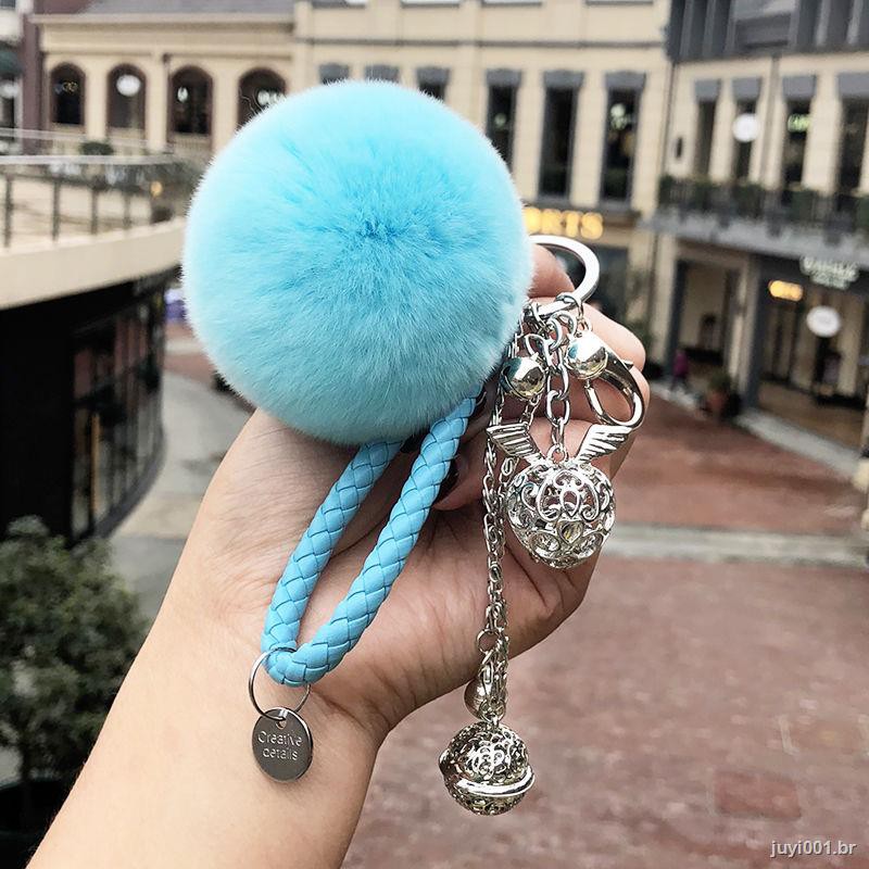 Móc Khóa Quả Cầu Lông Xù Xinh Xắn Dành Cho Nữ