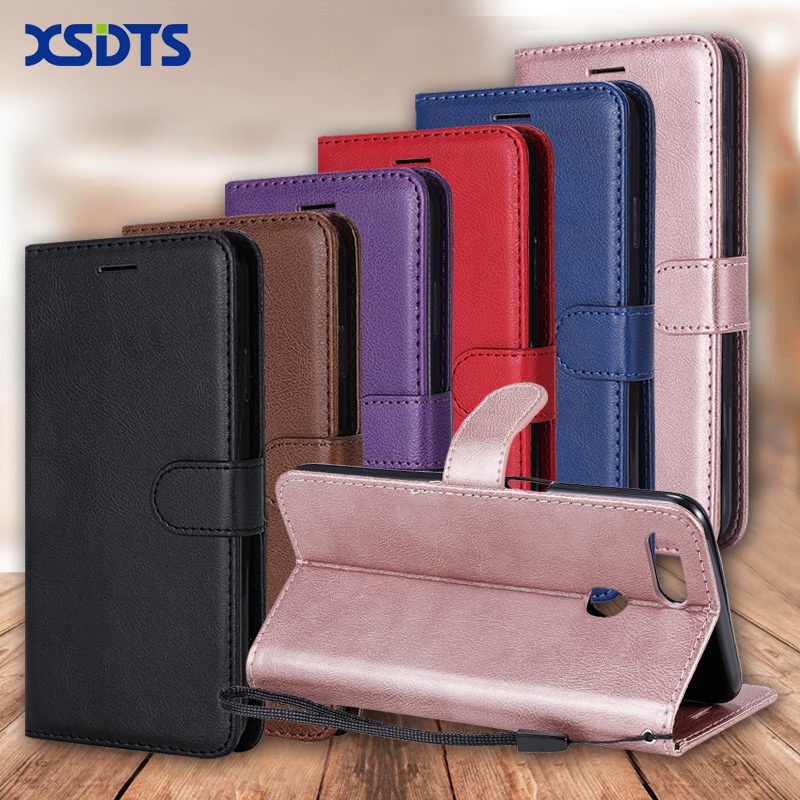 Ốp điện thoại da PU kèm ví phong cách retro cho Oppo A73 A3S A5 A7 AX5 AX7 A5S AX5S A8 A9 A12