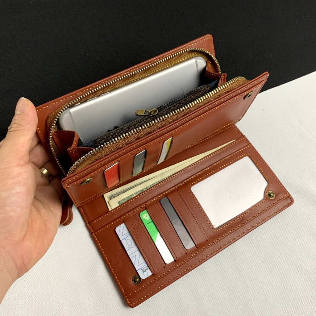 Clutch cầm tay Unisex da bò thật CL129VB (Đen/Nâu) [Freeship] - 100% da bò thật, BH 3 năm | BigBuy360 - bigbuy360.vn