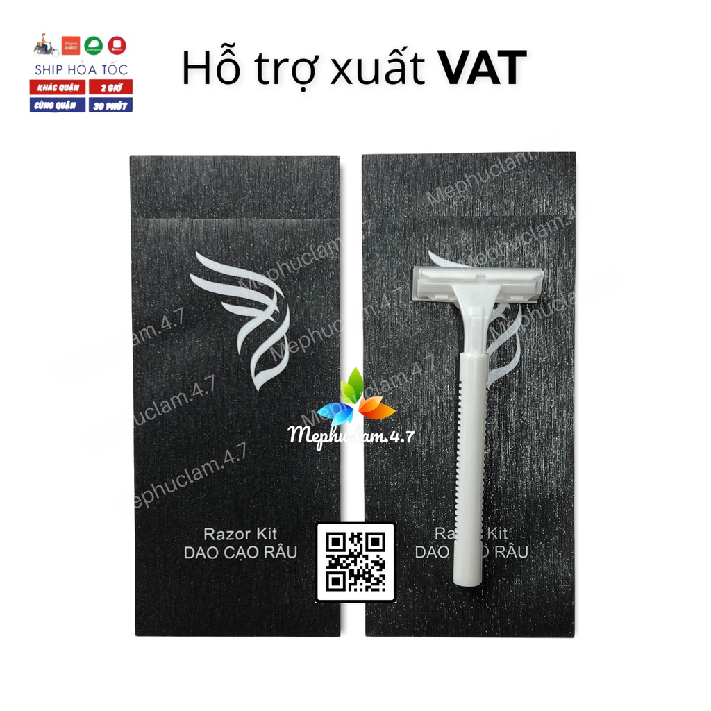 Combo 100 dao râu trắng bao bì cánh chim hoàng kim cho khách sạn, resort, homestay,villa,..nhận in logo theo yêu cầu
