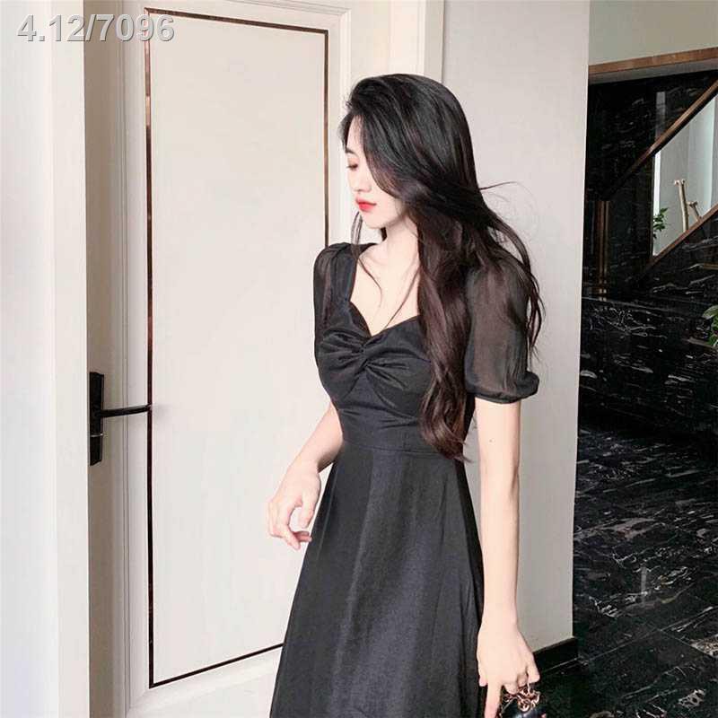 Gió nhẹ nhàng váy dài nữ mùa hè 2021 mới khí chất retro của Pháp eo giảm béo tay áo phồng gạc