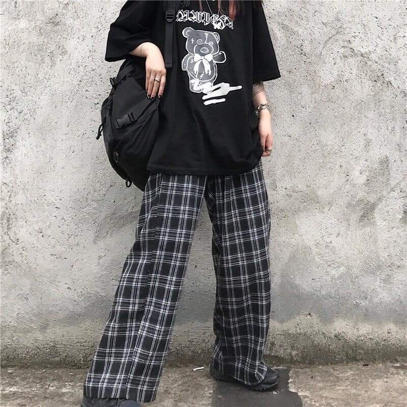 Quần kẻ caro ống rộng dáng suông,quần kẻ caro nam nữ form rộng dáng suông unisex | BigBuy360 - bigbuy360.vn