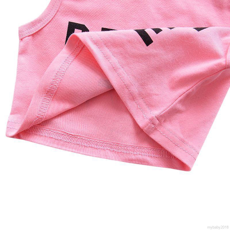 B My Baby  ộ Áo Ba Lỗ In Chữ + Quần Short Tua Rua Cho Bé