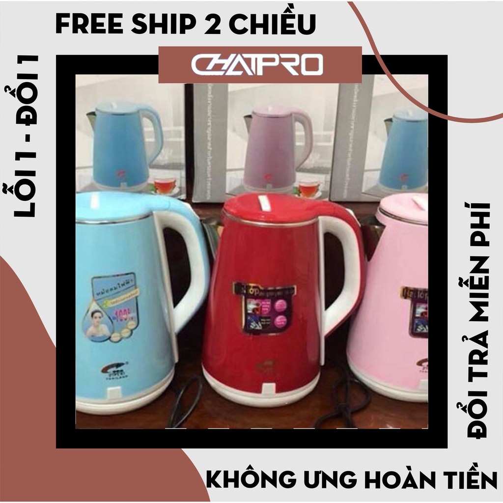 ấm siêu tốc thông minh tiết kiệm điện, ấm siêu tốc 2 lớp JipLai Thái Lan 2.5L