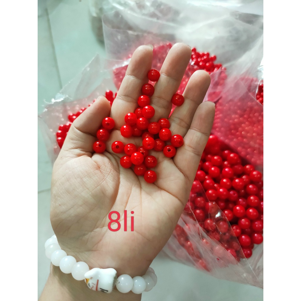 10/25/50gam hạt đỏ bóng đủ size làm vòng tay vòng cổ, handmade