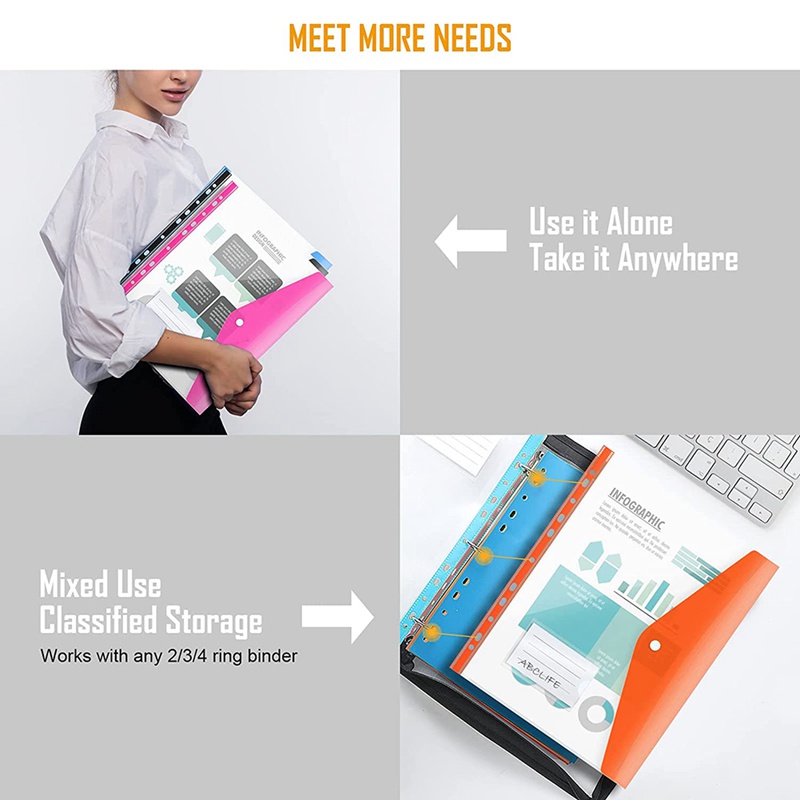 Set 12 Túi Đựng Tài Liệu Khổ A4 A4 Bằng Nhựa Có Thể Mở Rộng Tiện Dụng