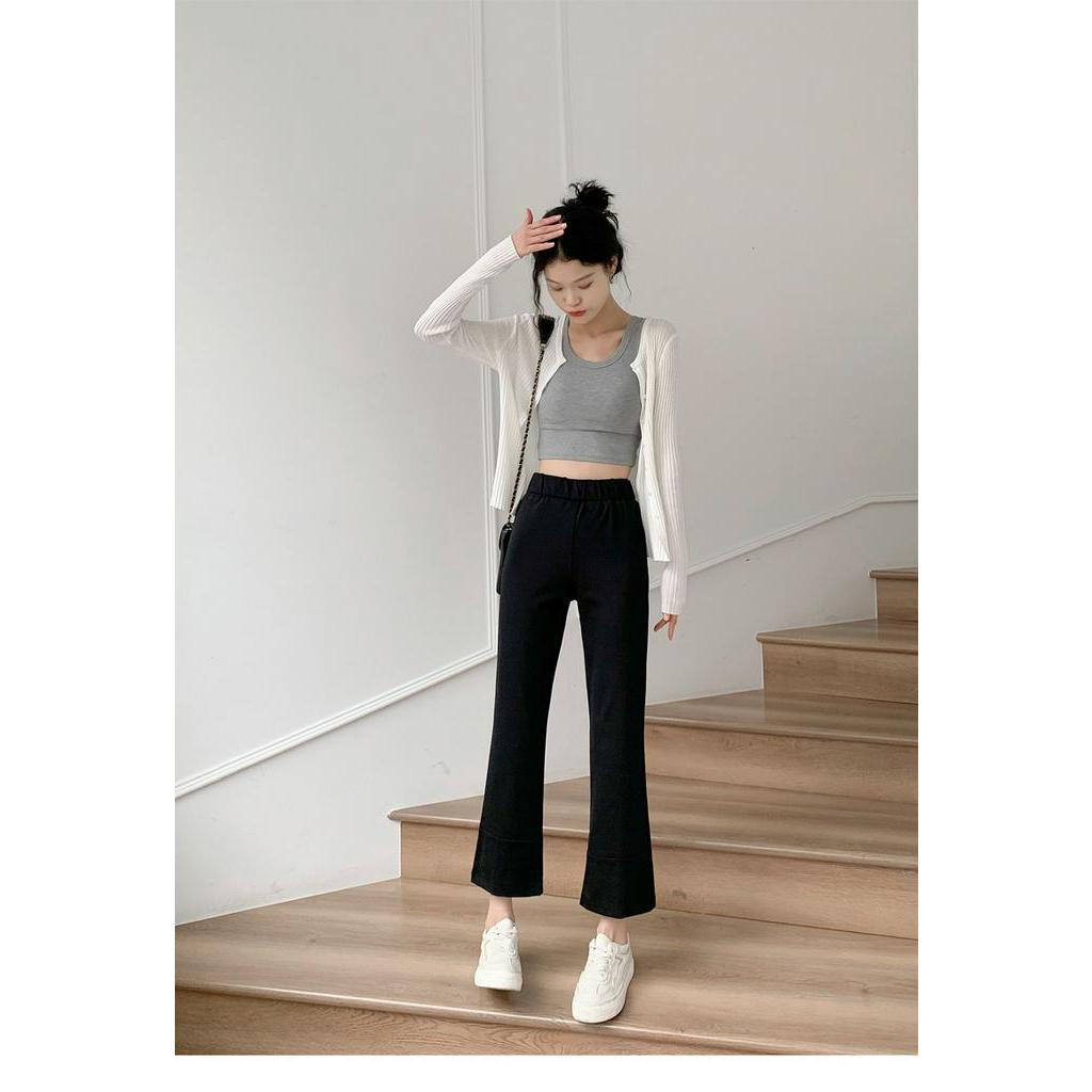 60700 Quần Cắt Xén Co Giãn Màu Đen Nhạt