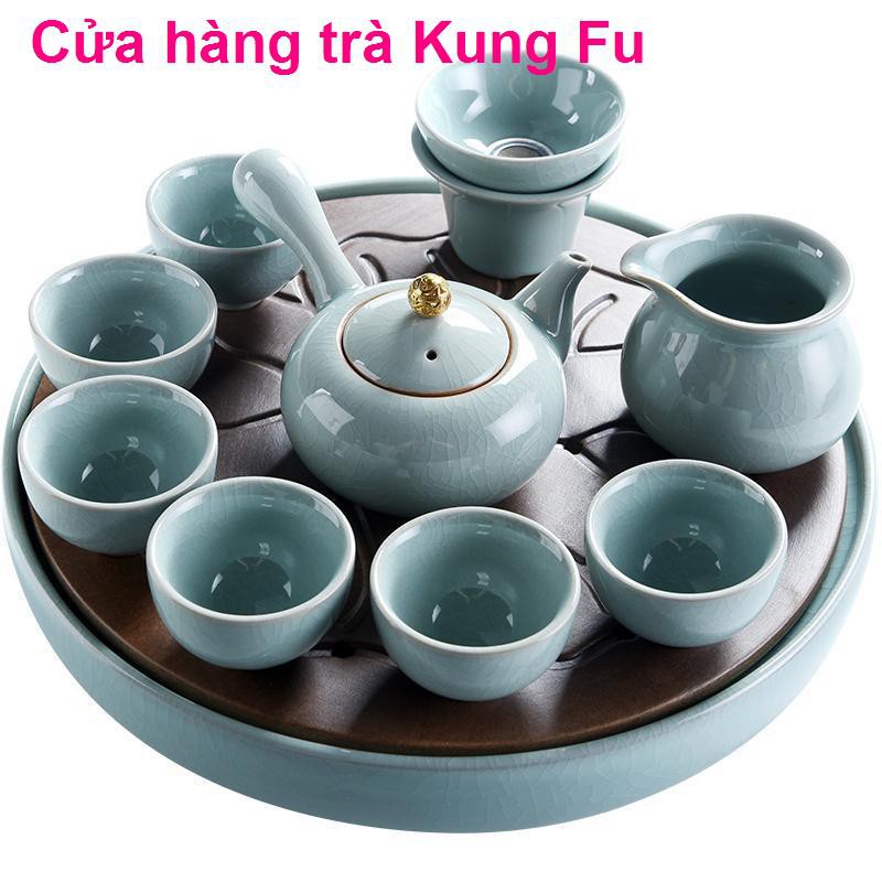 Lò Ge Đơn giản Trung Quốc Mở Pian Home Kung Bộ ấm trà Fu khay nhỏ bằng gốm Máy pha Tách đạo